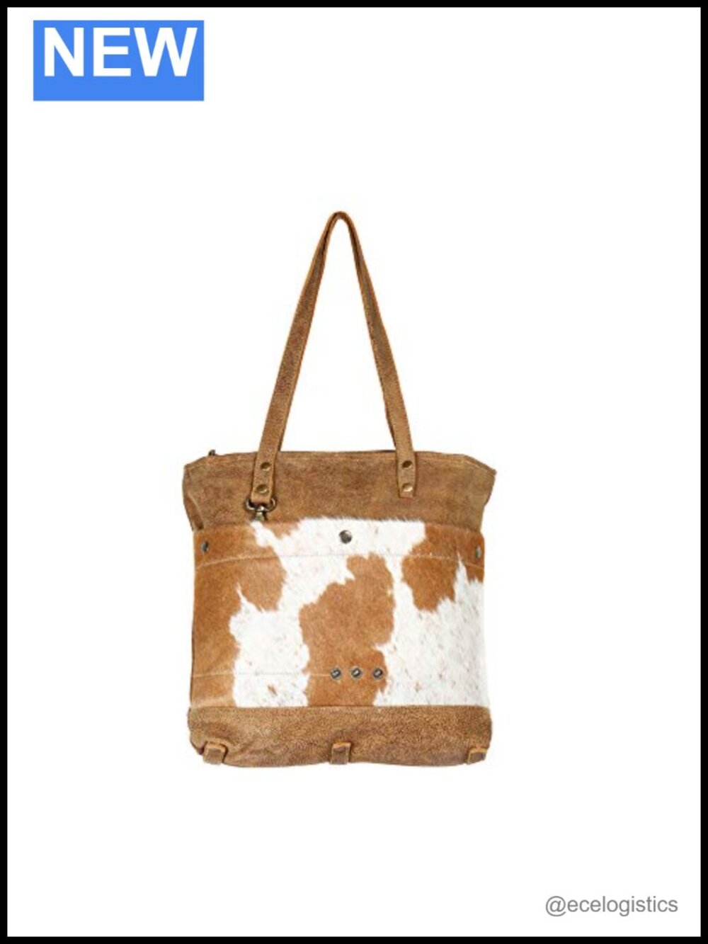 Genuine Hair-On Leather Tote Bag Handcrafted Cowhide Purse Spacious Laptop